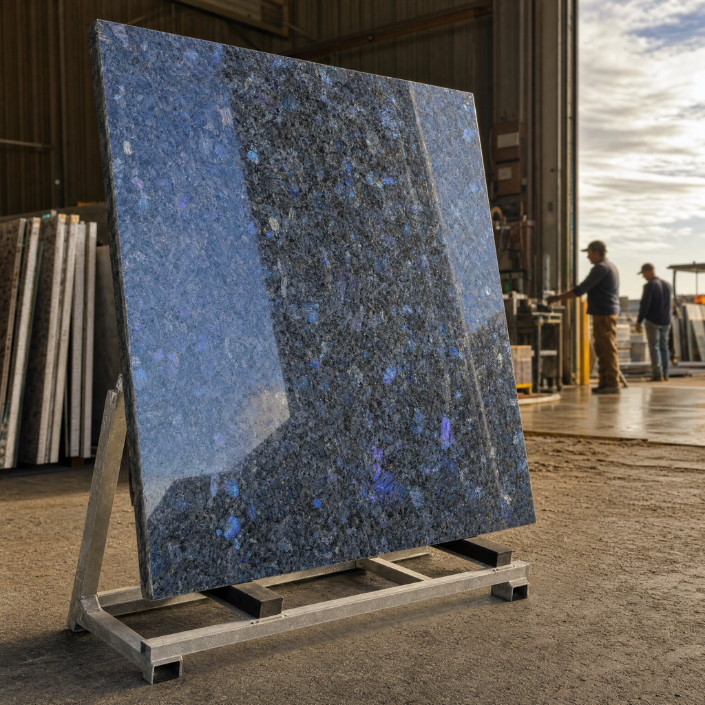 Blue Pearl granite slab