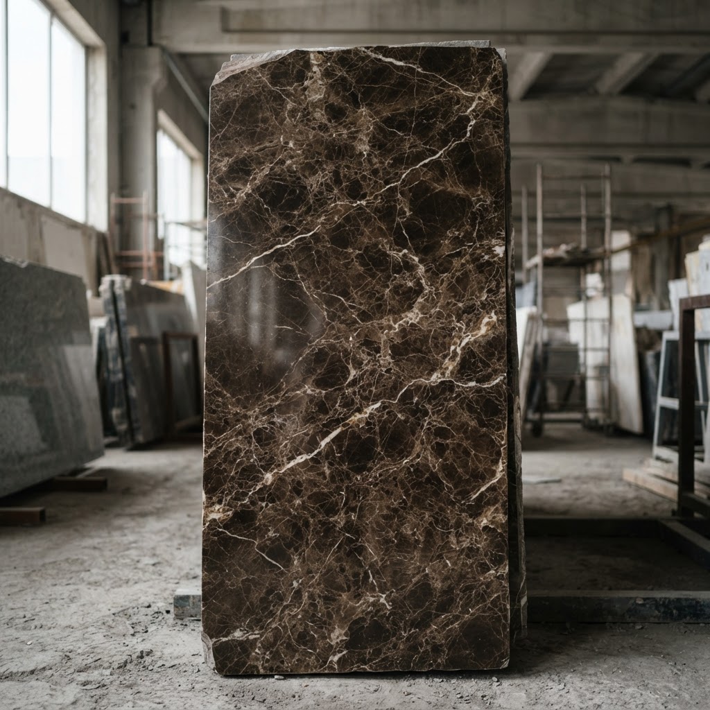Emperador Dark marble slab, polished finish, from Murcia, Spain
