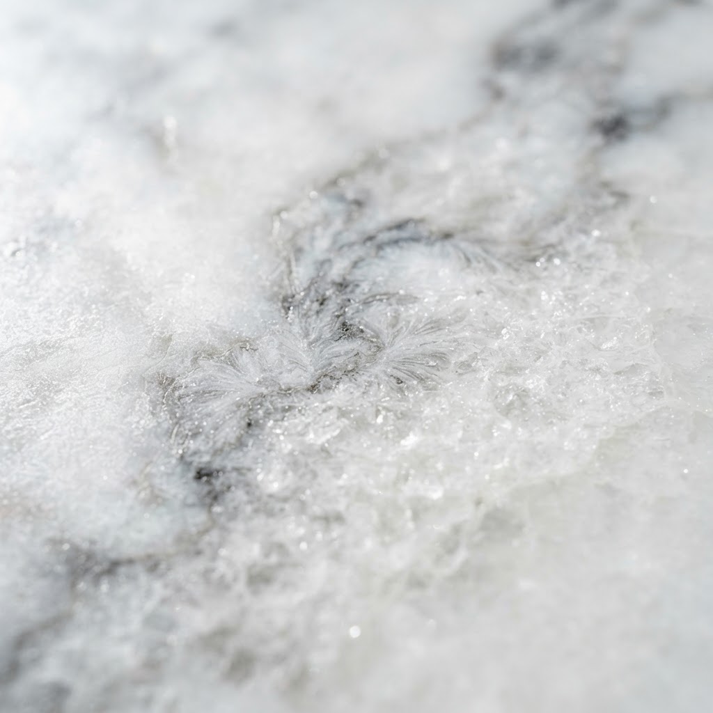 Close macro detail of Statuario Bianco marble veining
